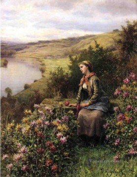 Flores Painting - Esperando paisana Daniel Ridgway Knight Impresionismo Flores